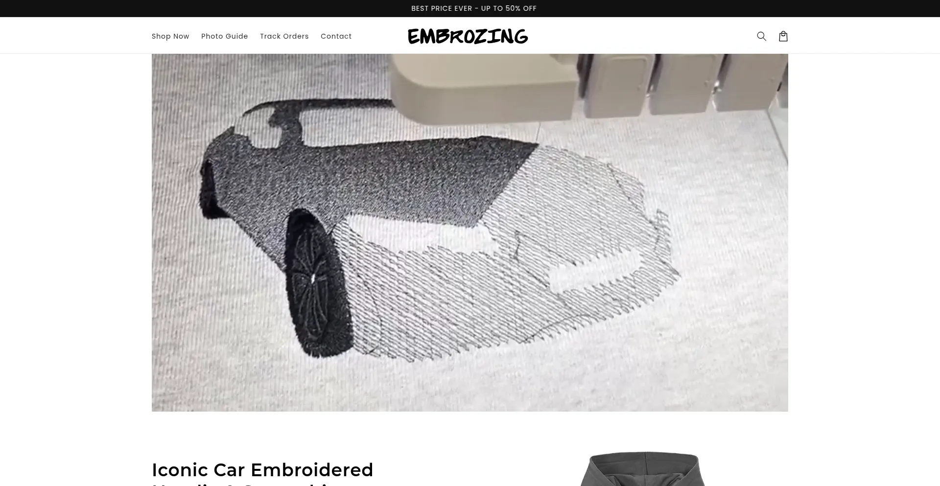 Website screenshot of Embrozing.com