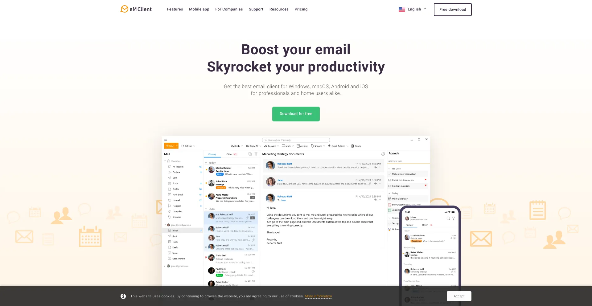 Emclient.com Screenshot