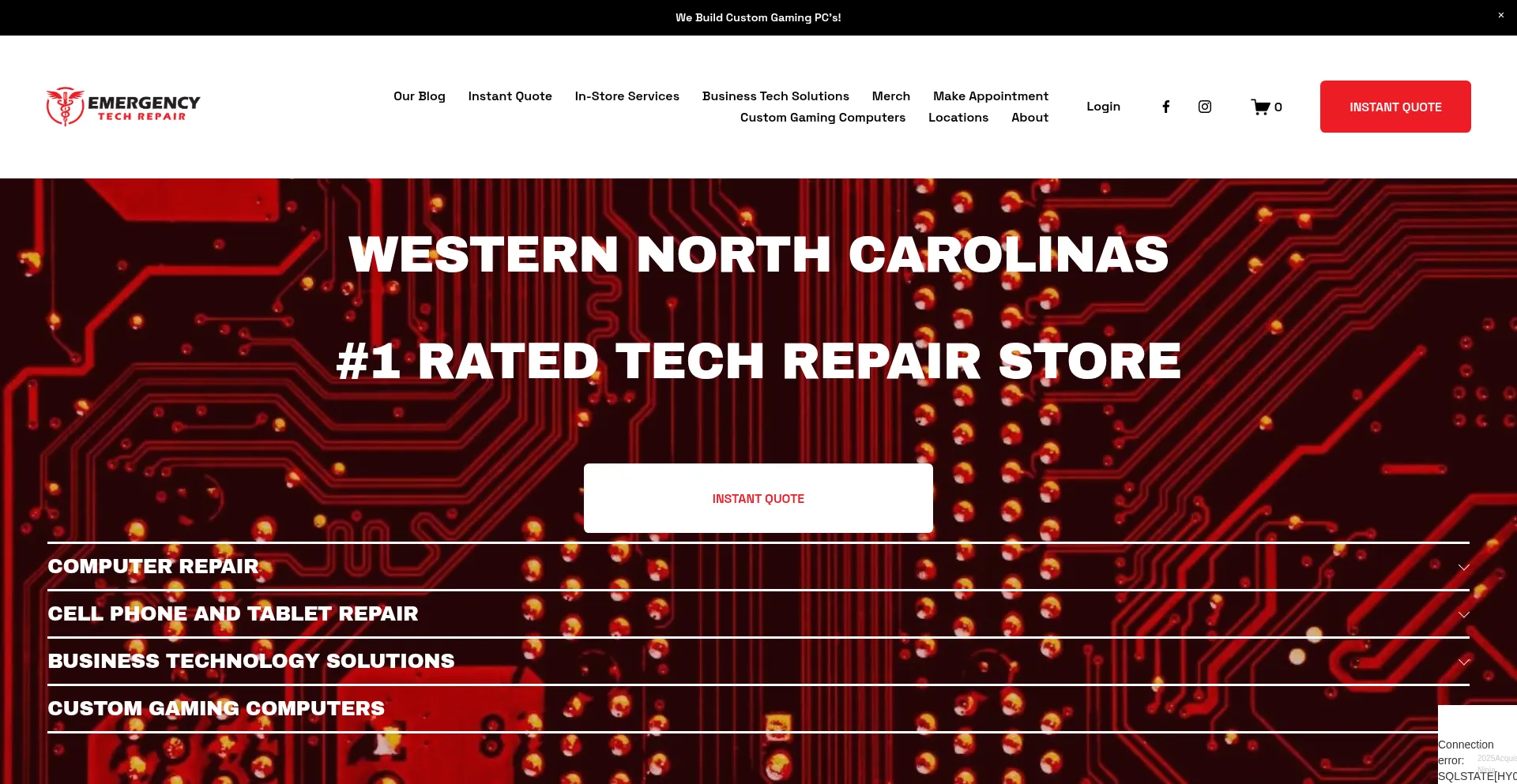 Website screenshot of Emergencytechrepair.com