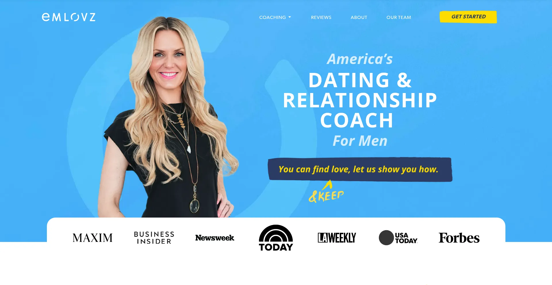 Website screenshot of Emlovz.com