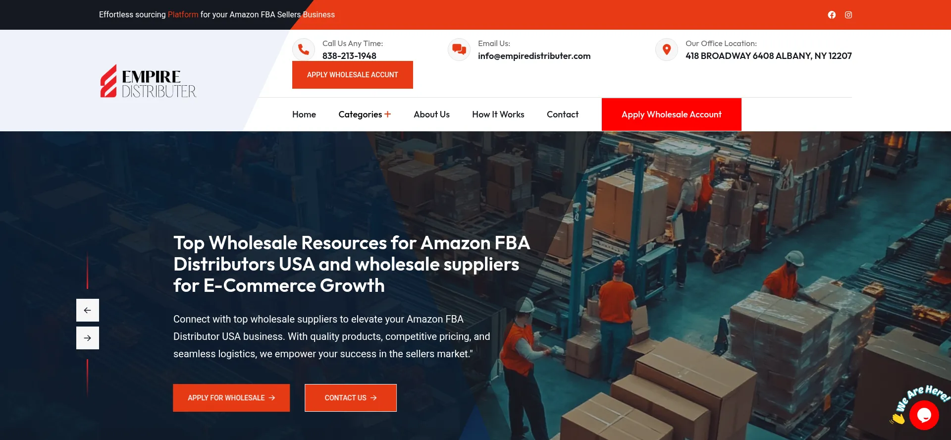 Website screenshot of Empiredistributer.com
