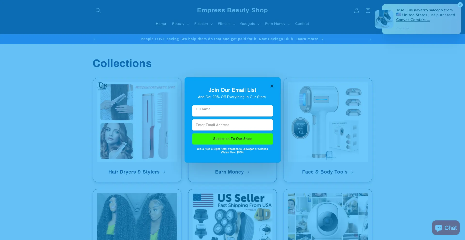 Website screenshot of Empressbeautyshop.com