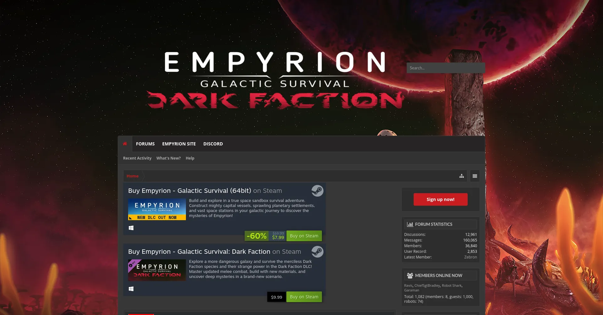 Website screenshot of Empyriononline.com
