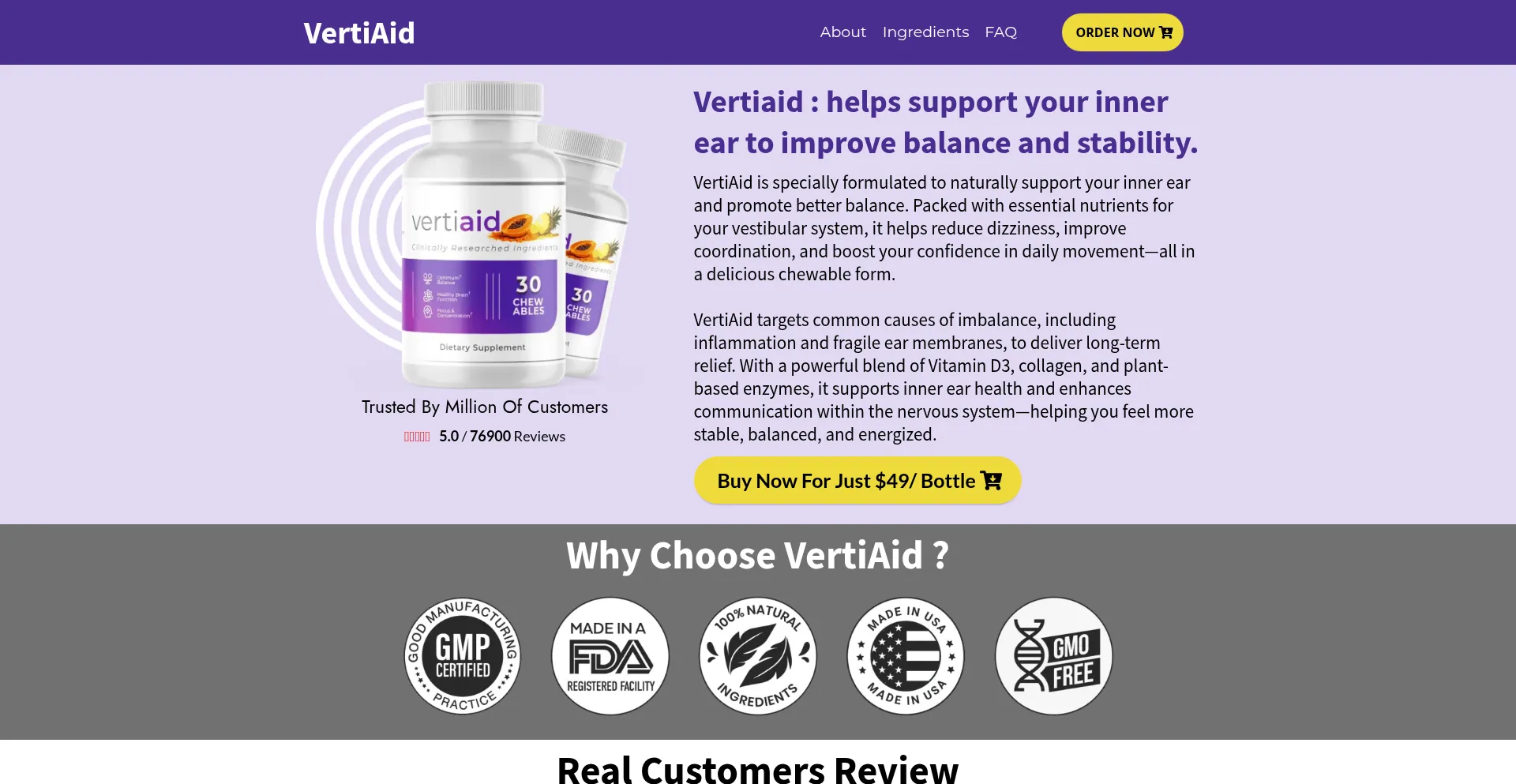 Website screenshot of En-us--vertiaid.us