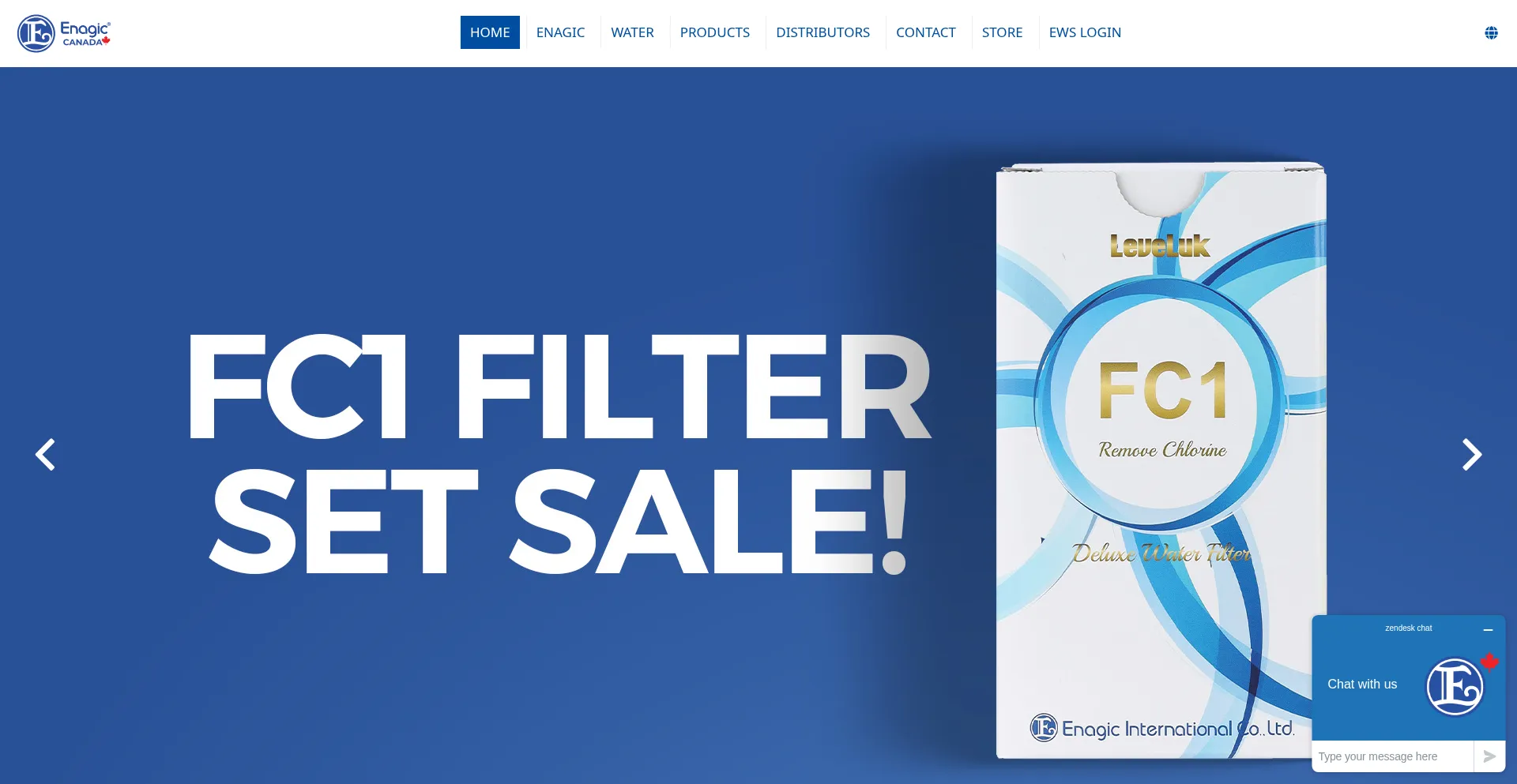 Website screenshot of Enagic.ca