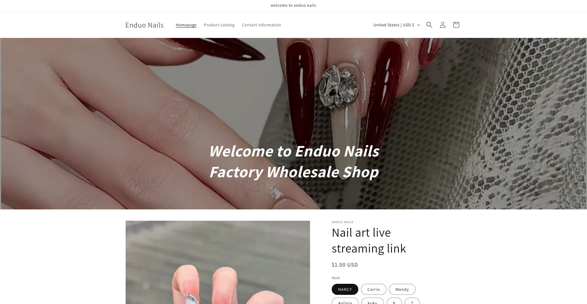 Website screenshot of Enduonail.com
