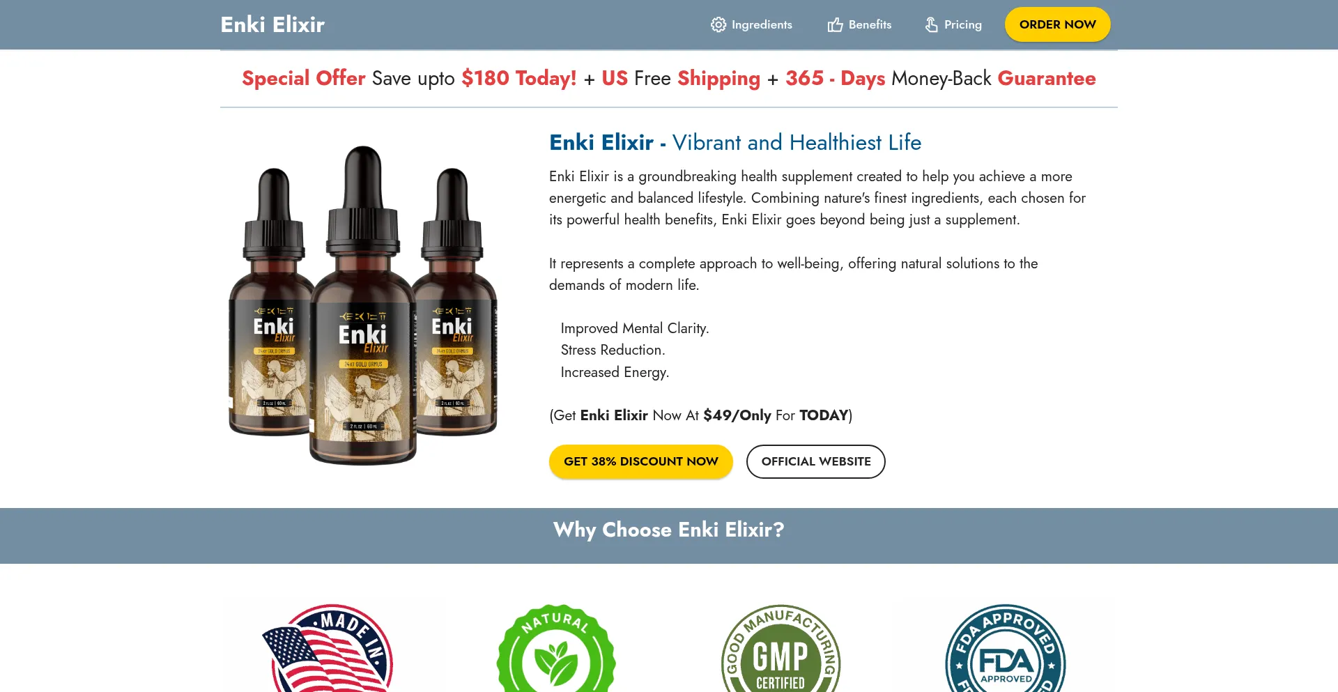 Website screenshot of Enkielixer.com