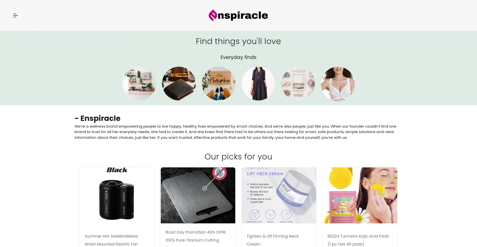 Website screenshot of Enspiracle.com