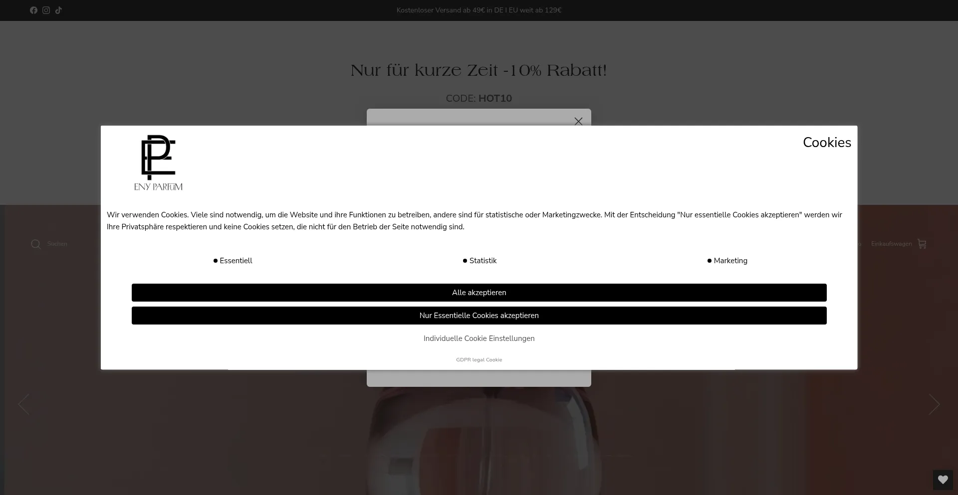 Website screenshot of Enyparfum.de