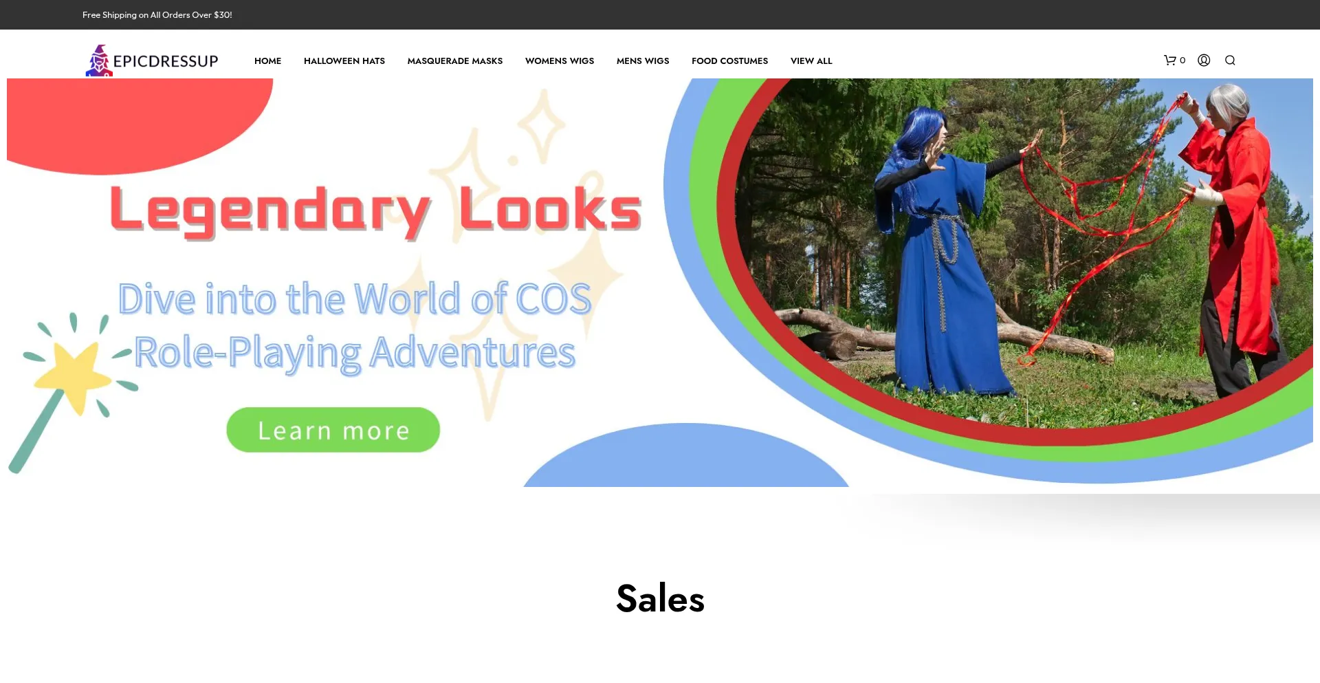 Website screenshot of Epicdressup.com