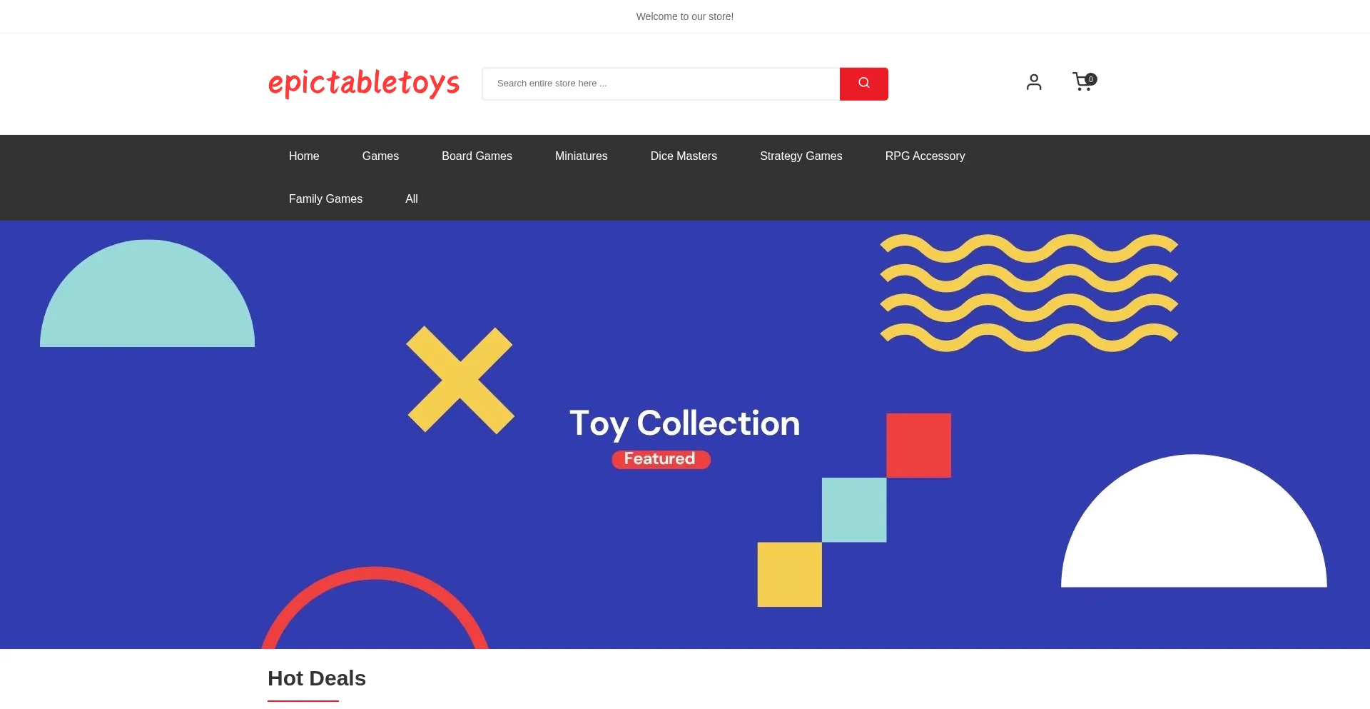Website screenshot of Epictabletoys.com