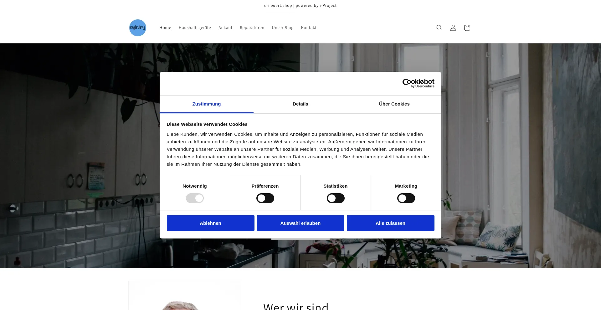 Website screenshot of Erneuert.shop