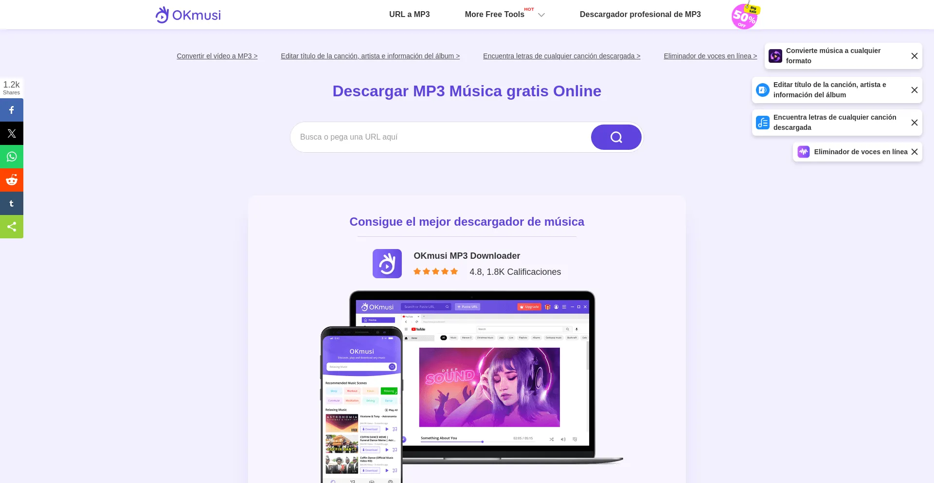 Website screenshot of Es.okmusi.com