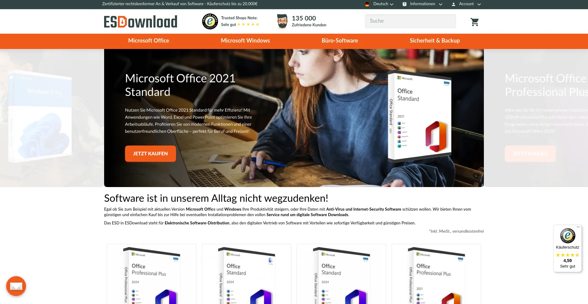 Website screenshot of Esdownload.de