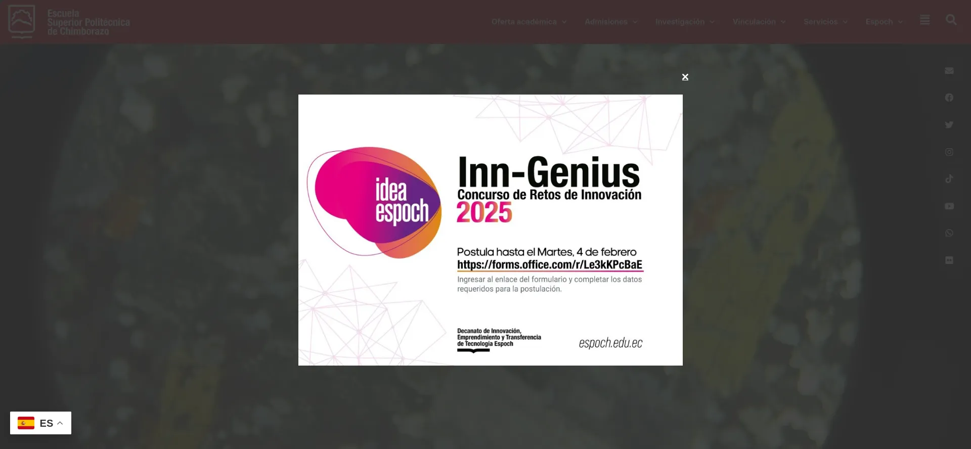 Website screenshot of Espoch.edu.ec