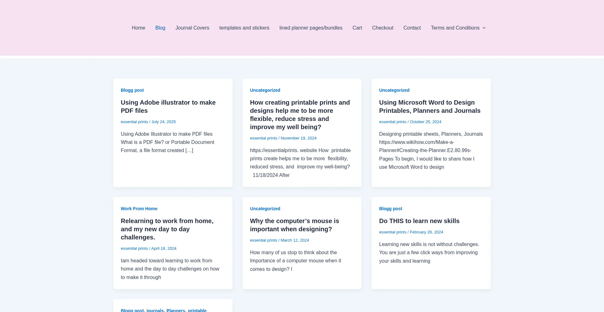 Website screenshot of Essentialprints.website