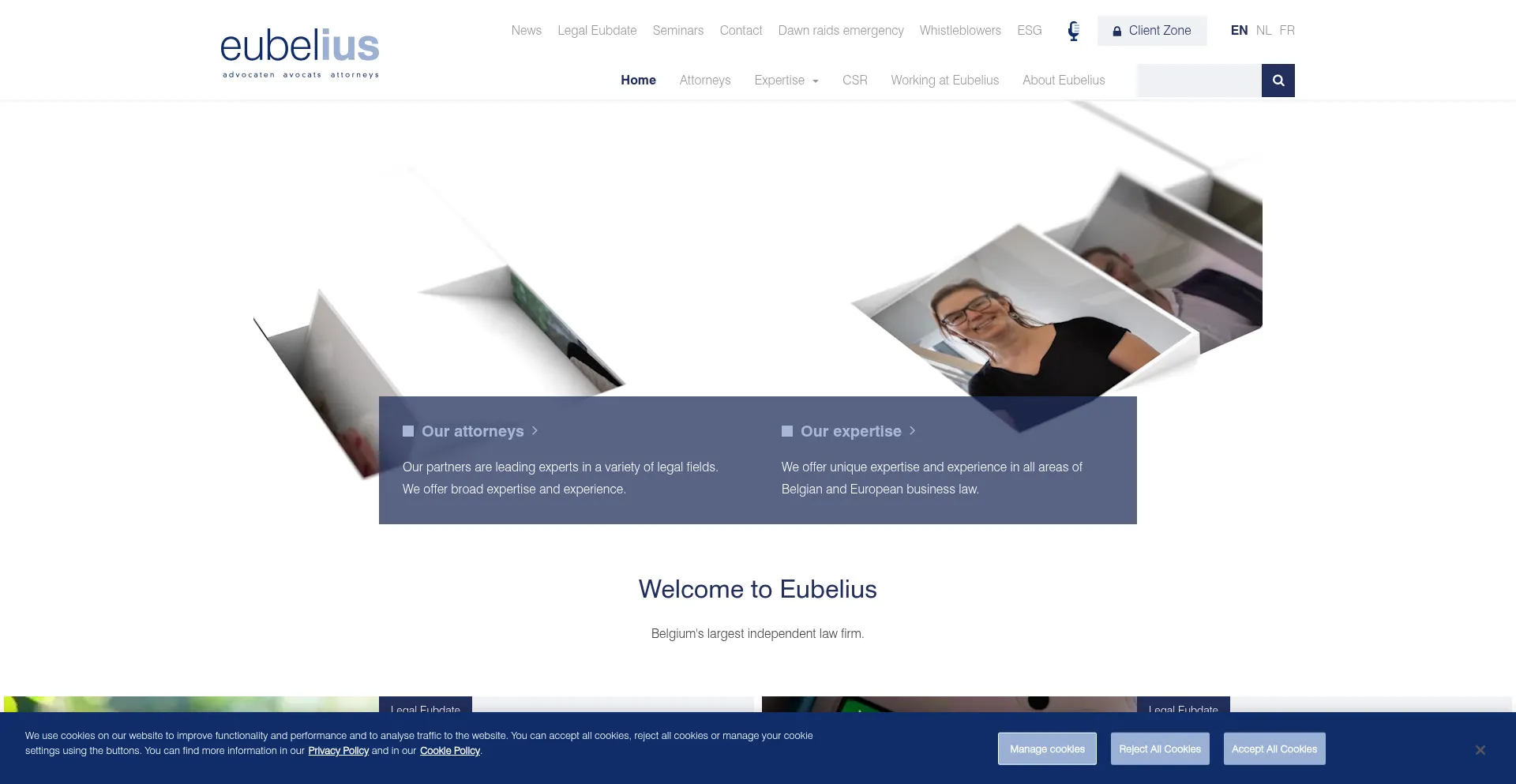 Website screenshot of Eubelius.com