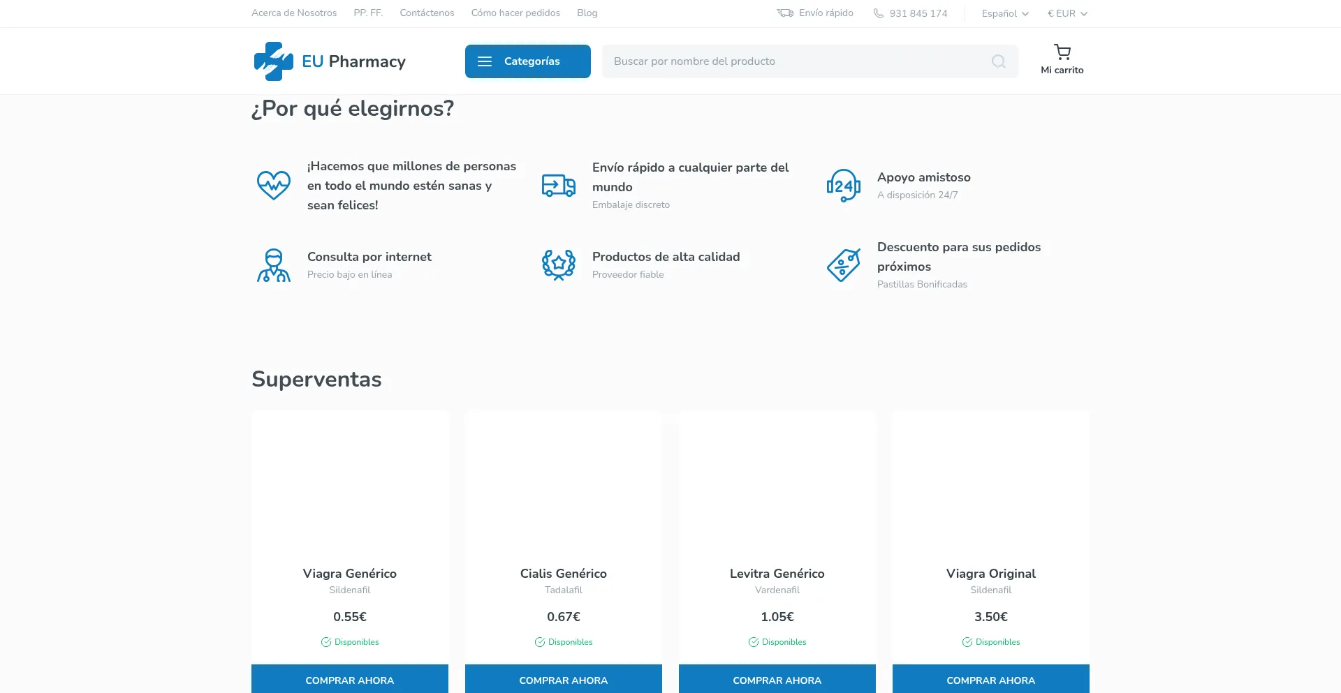 Website screenshot of Eufarmacia.shop