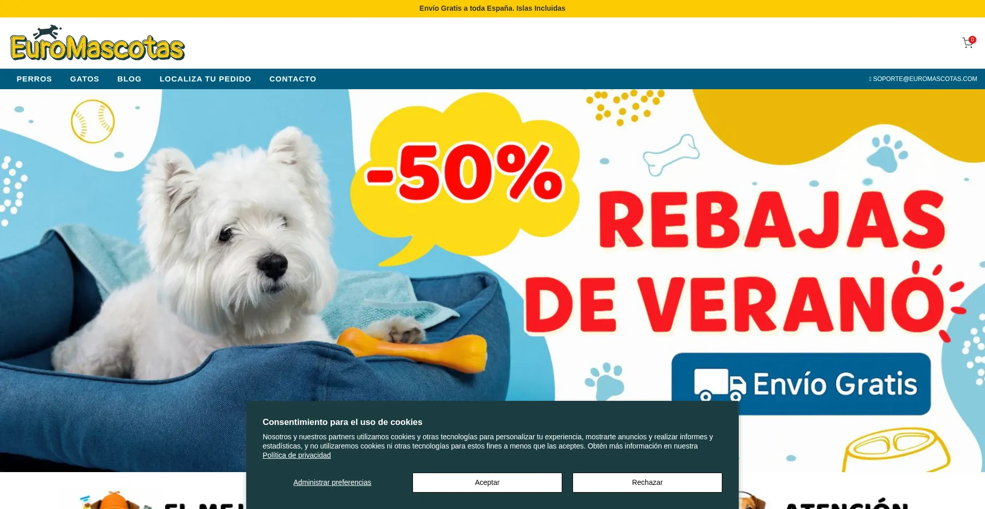 Website screenshot of Euromascotas.com