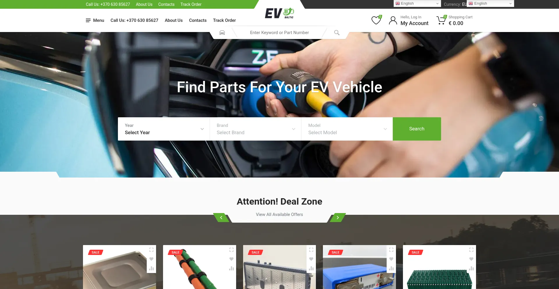 Website screenshot of Evbaltic.com