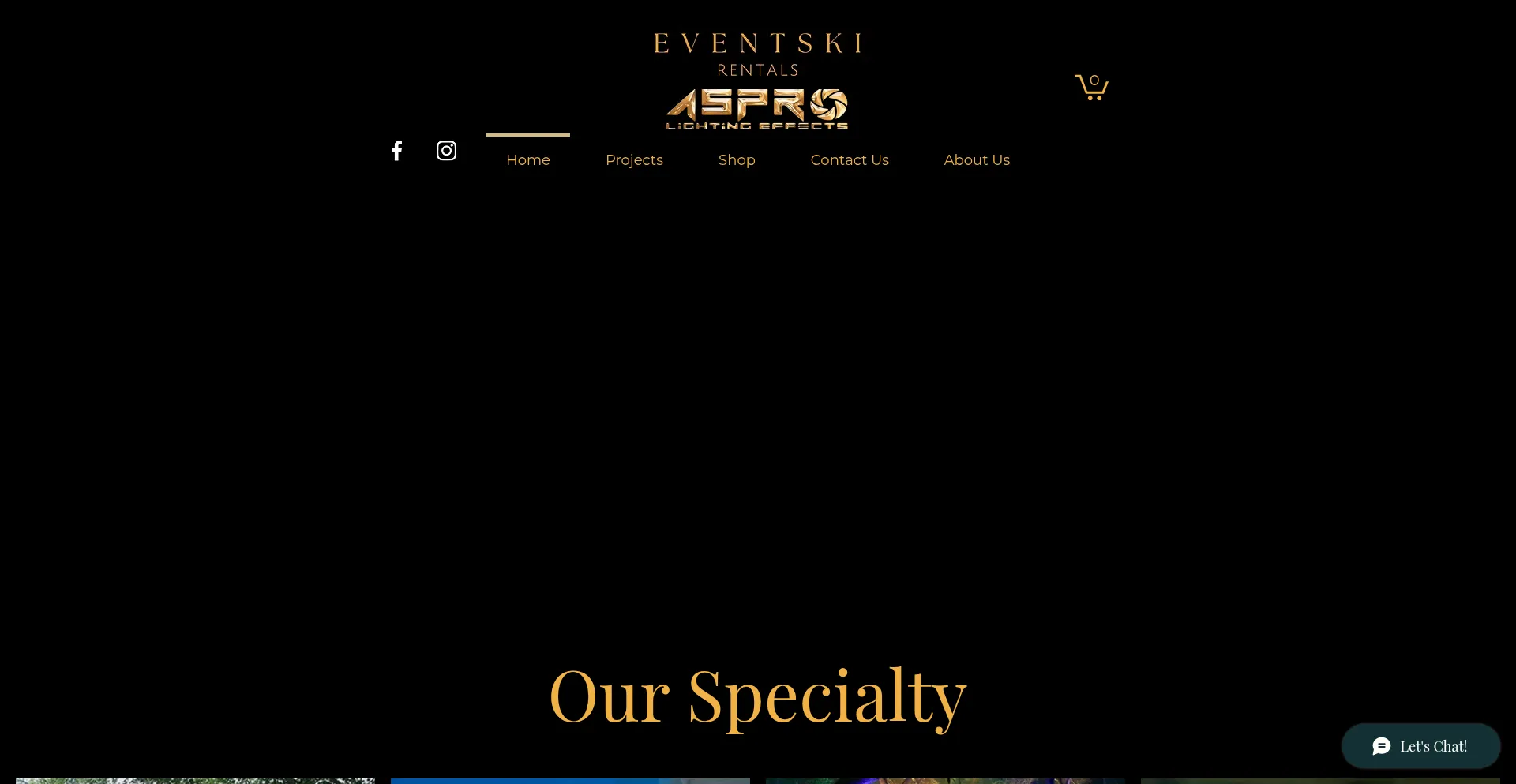 Website screenshot of Eventskirentals.com