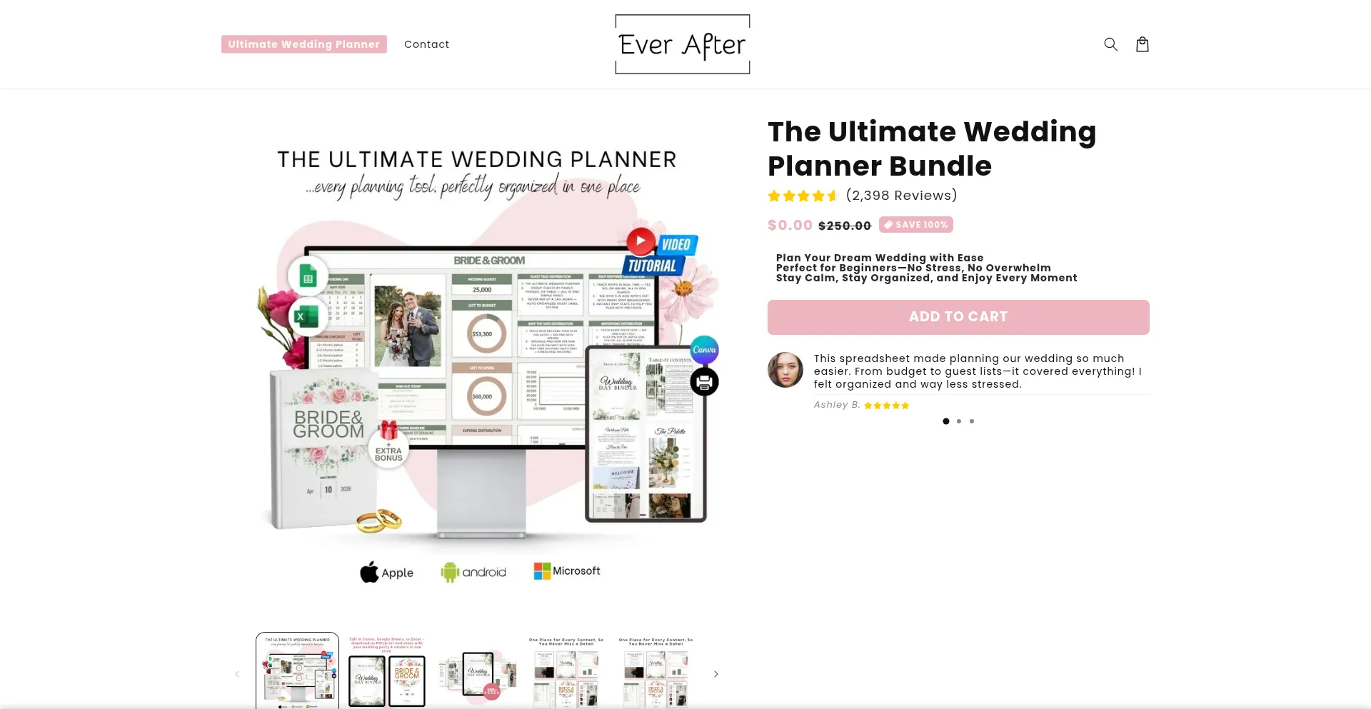 Website screenshot of Ever-after.store