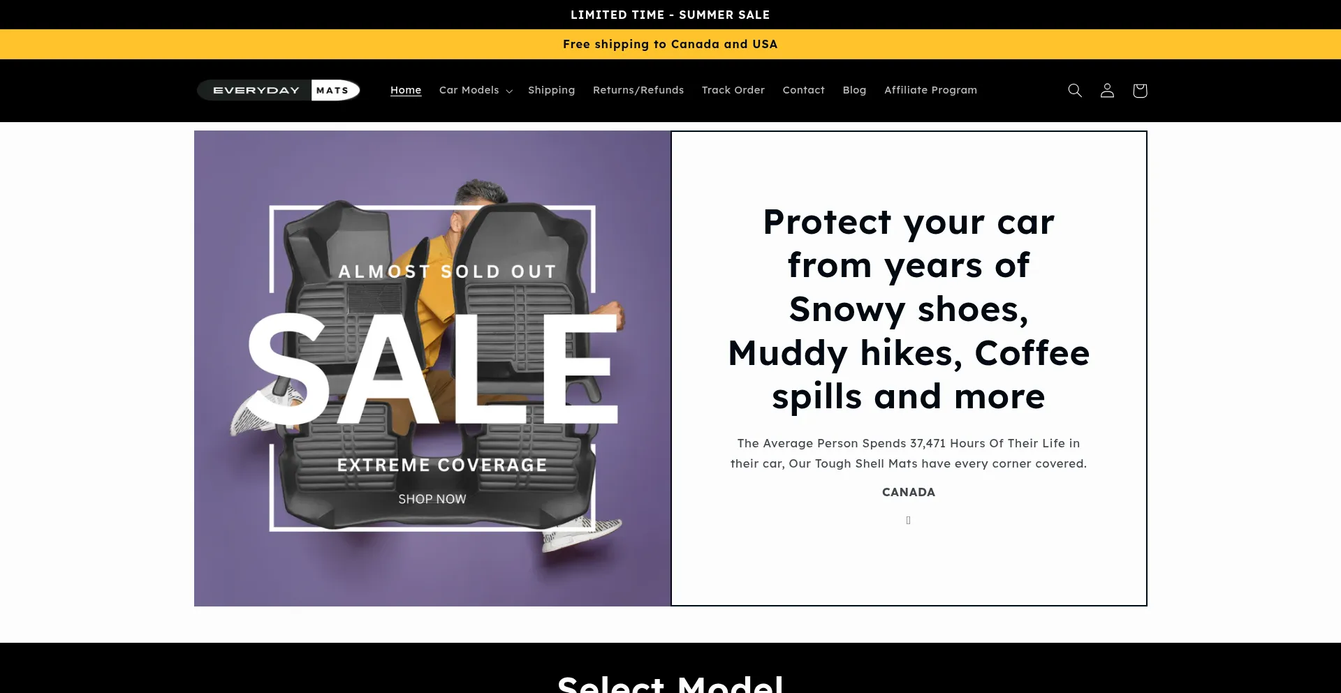 Website screenshot of Everydaymats.com