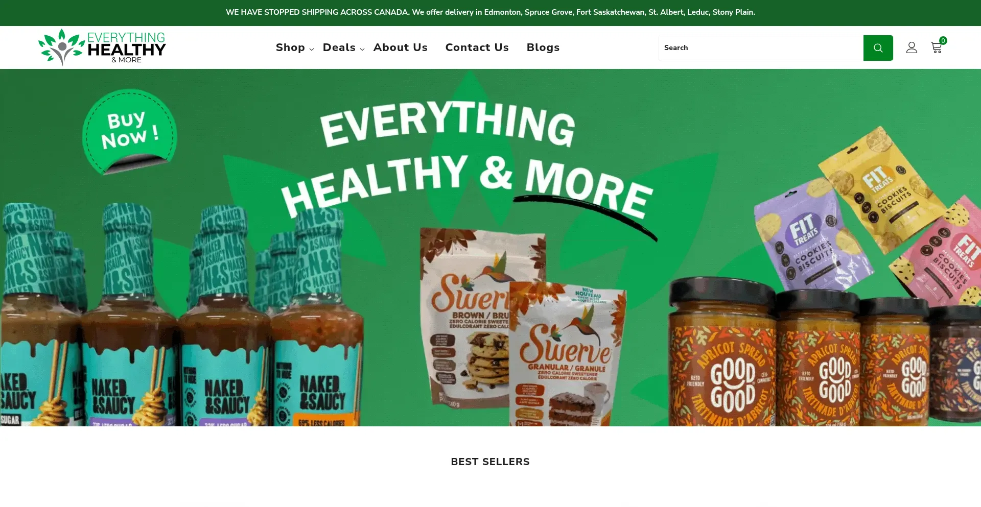 Website screenshot of Everythinghealthyandmore.ca