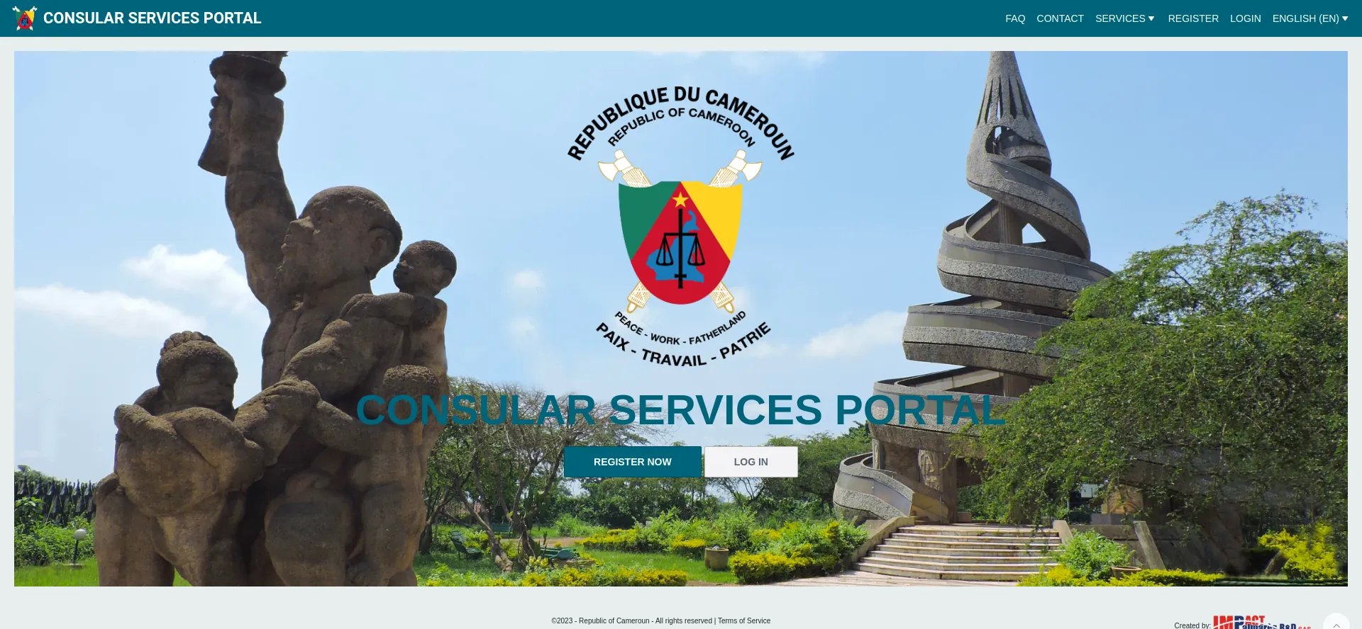 Website screenshot of Evisacam.cm