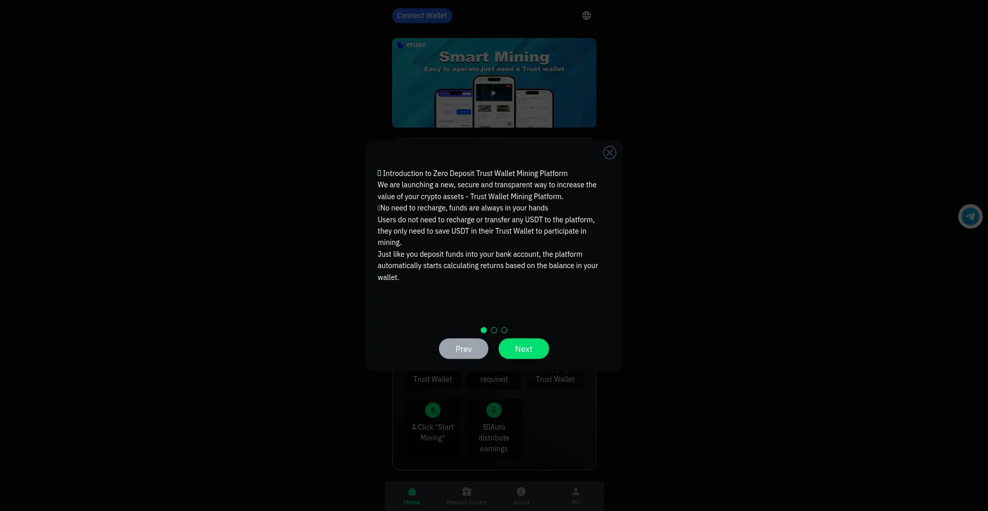 Website screenshot of Evm-mining.com