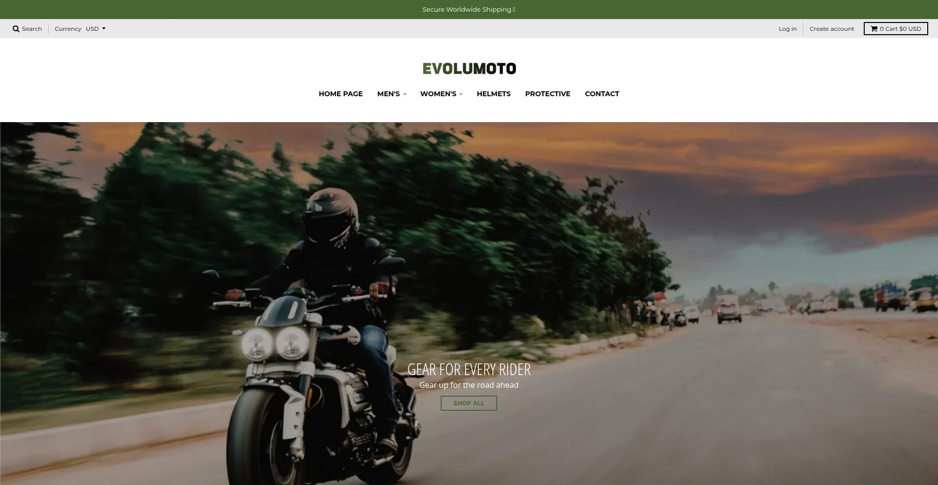Website screenshot of Evolumoto.shop