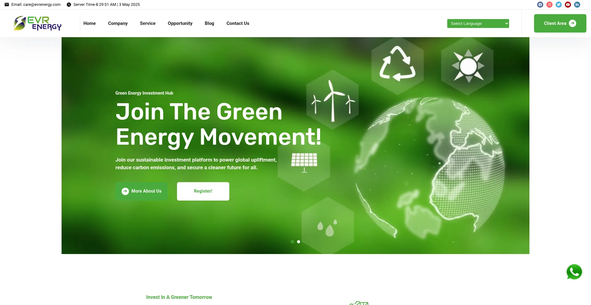 Website screenshot of Evrenergy.com