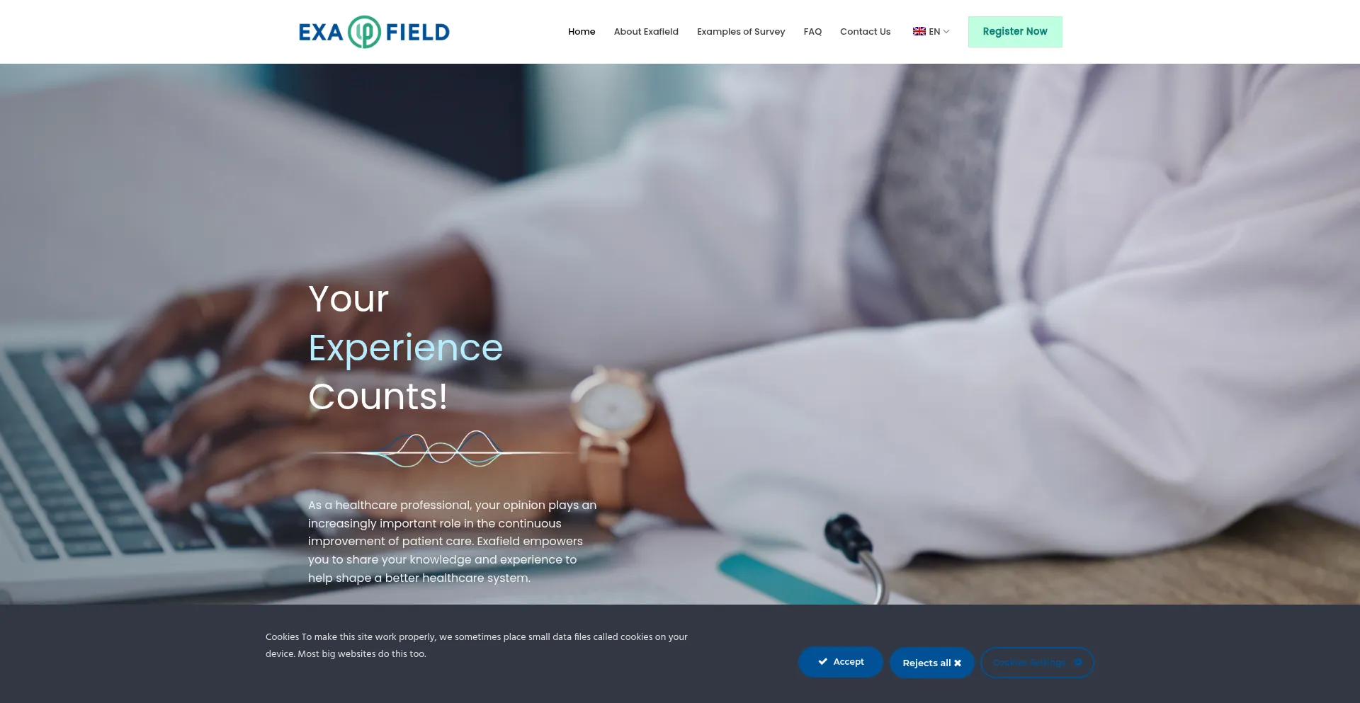 Website screenshot of Exafield.org
