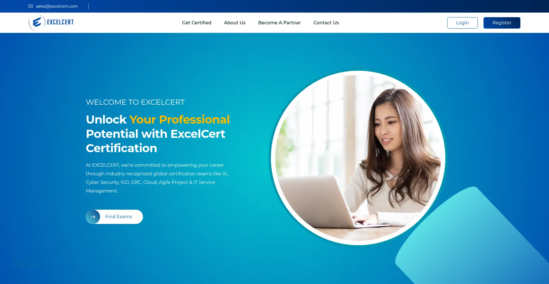 Website screenshot of Excelcert.com
