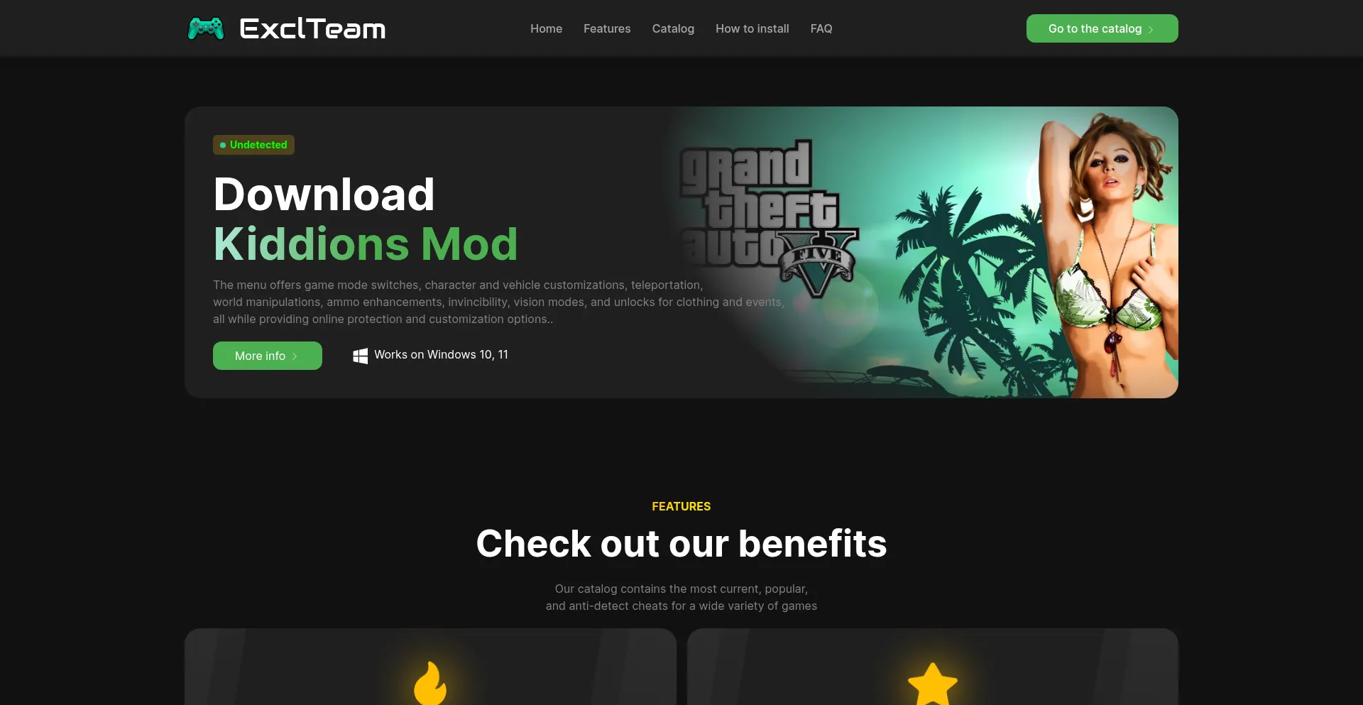 Website screenshot of Exclteam.live