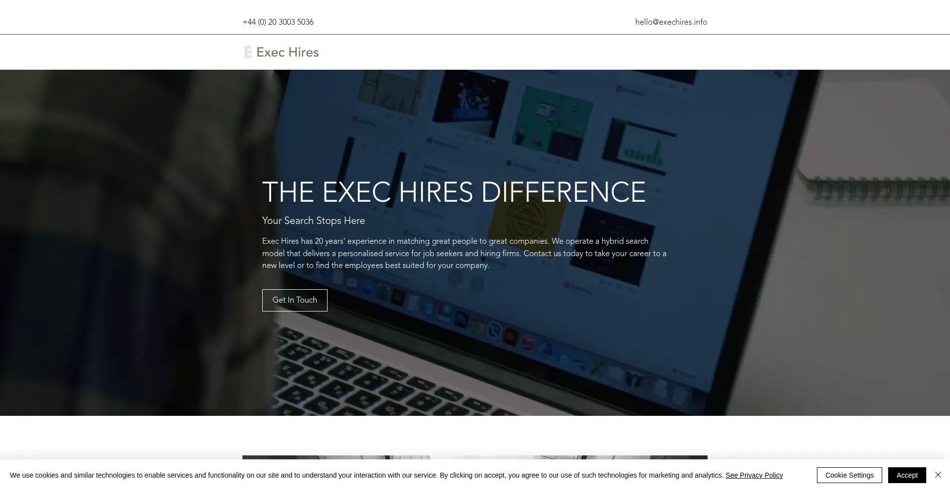 Website screenshot of Exechires.info