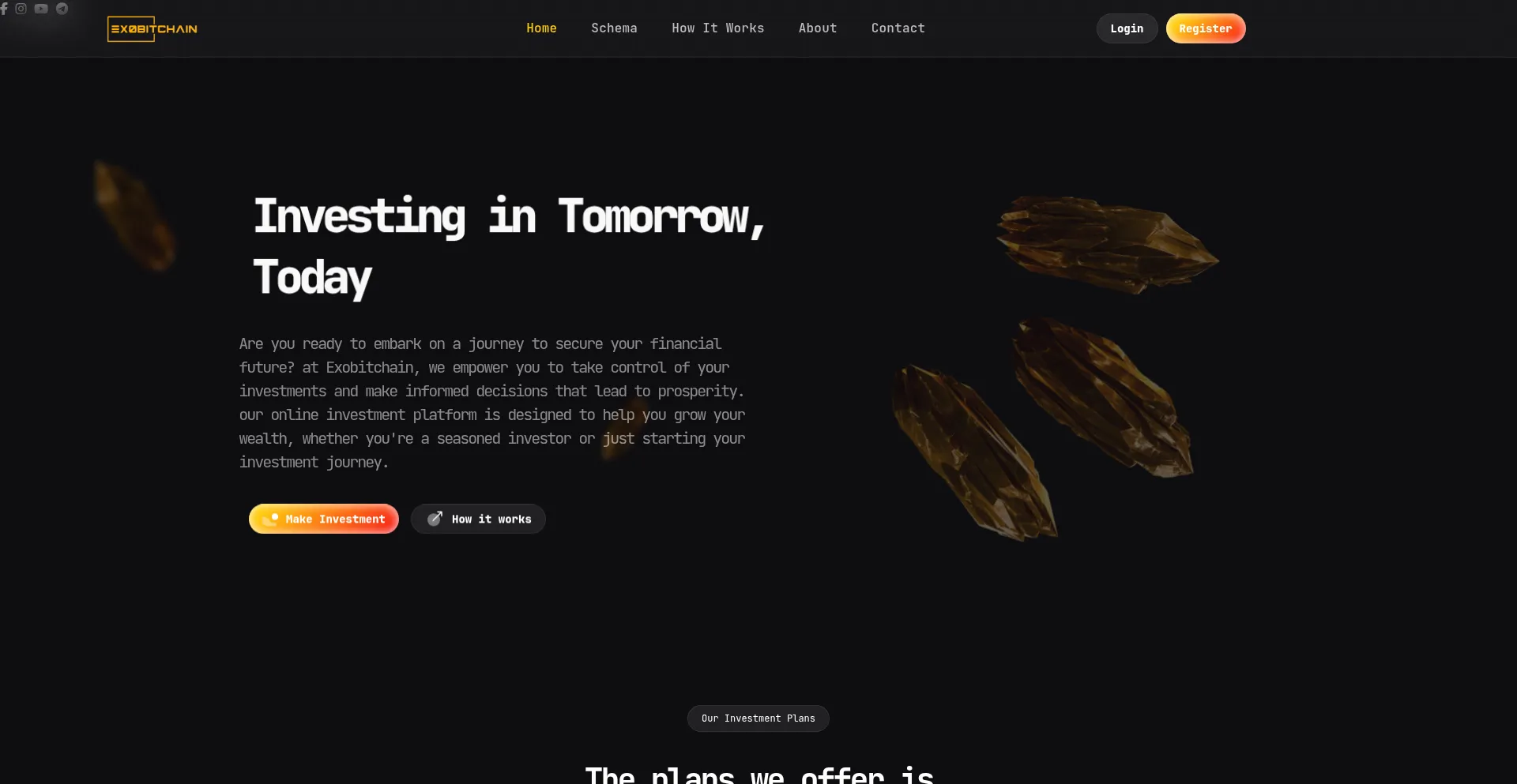 Website screenshot of Exobitchain.com