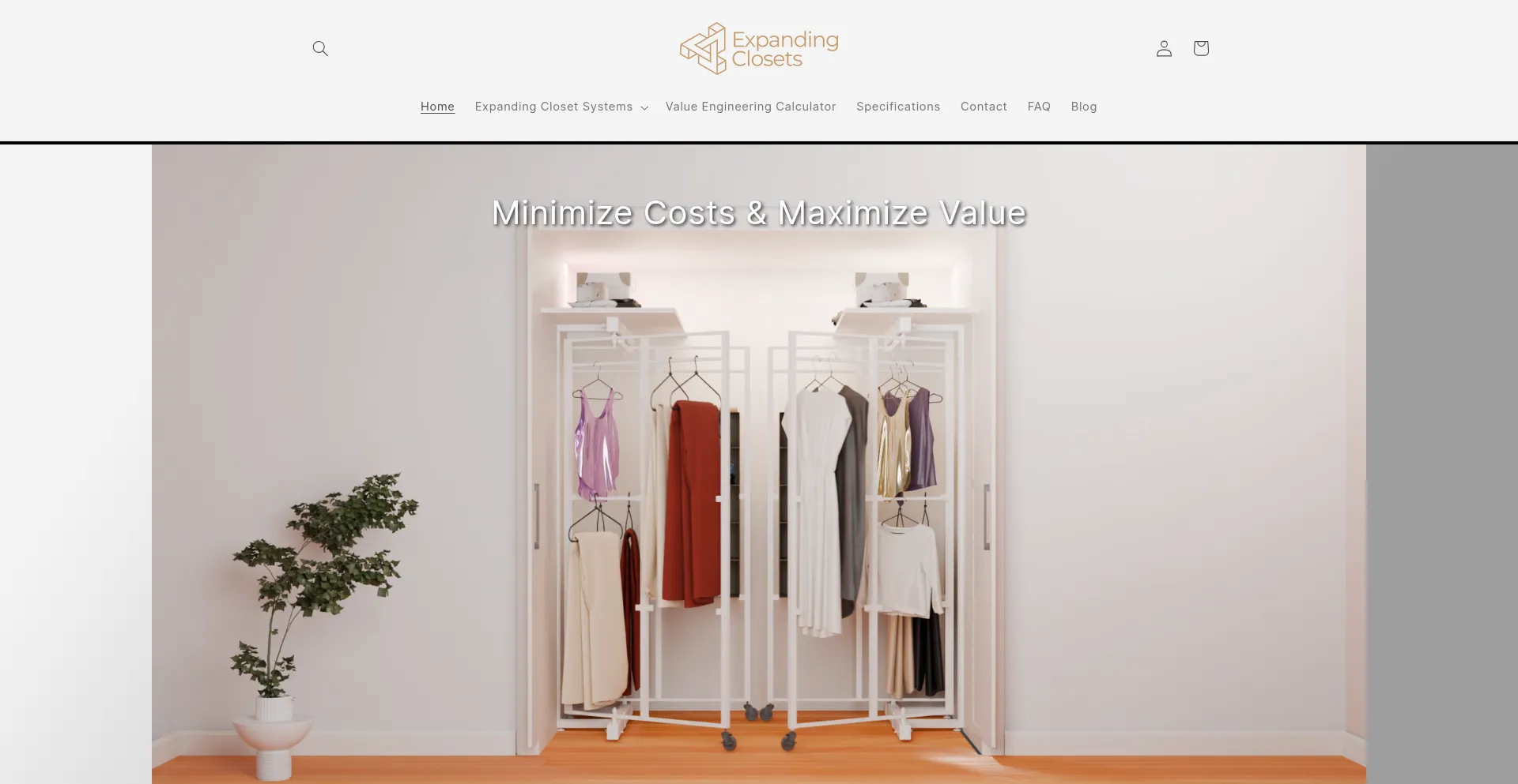 Website screenshot of Expandingclosets.com