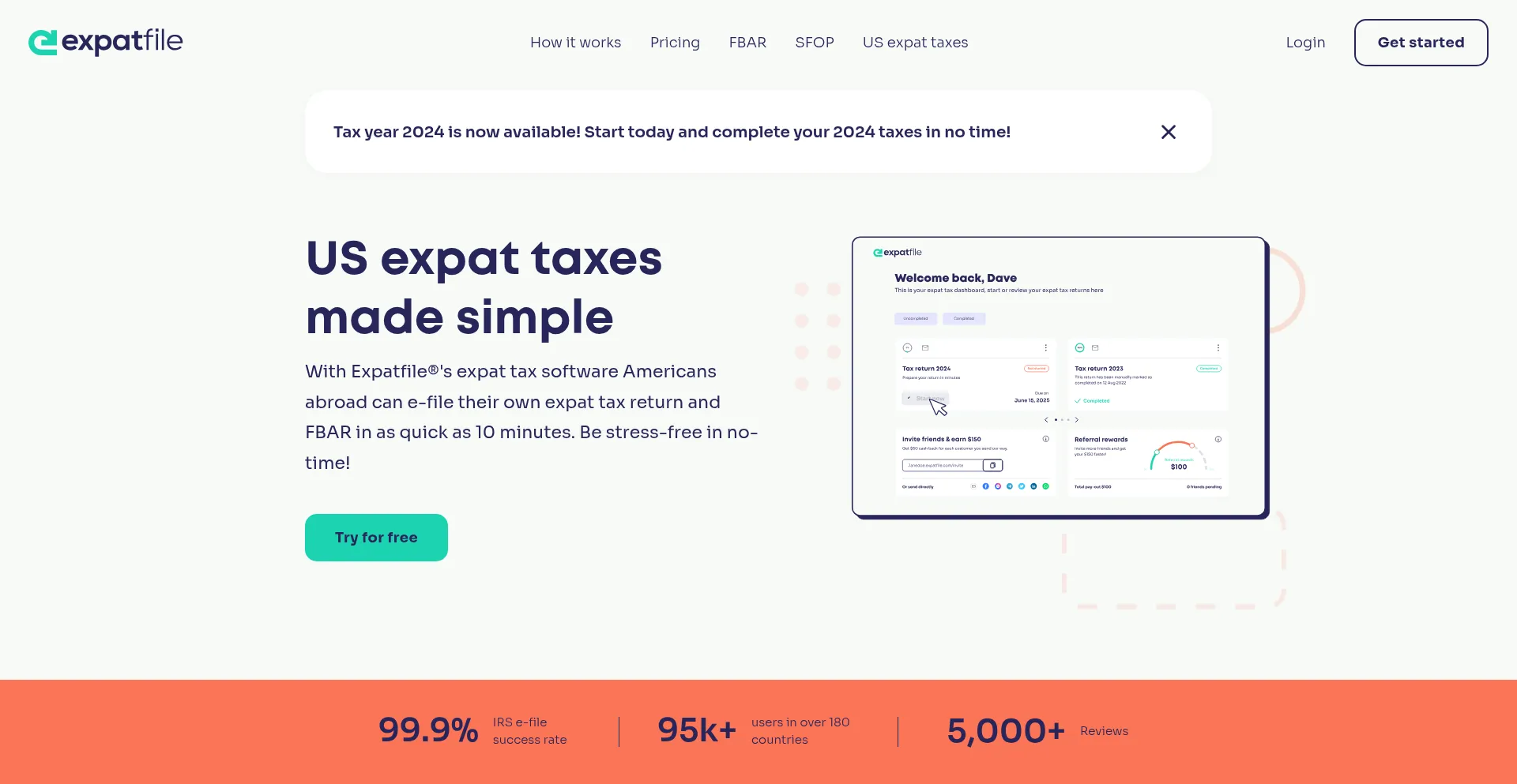 Website screenshot of Expatfile.tax