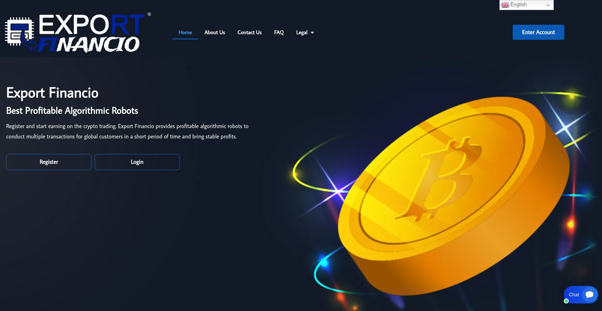 Website screenshot of Exportfinancio.net