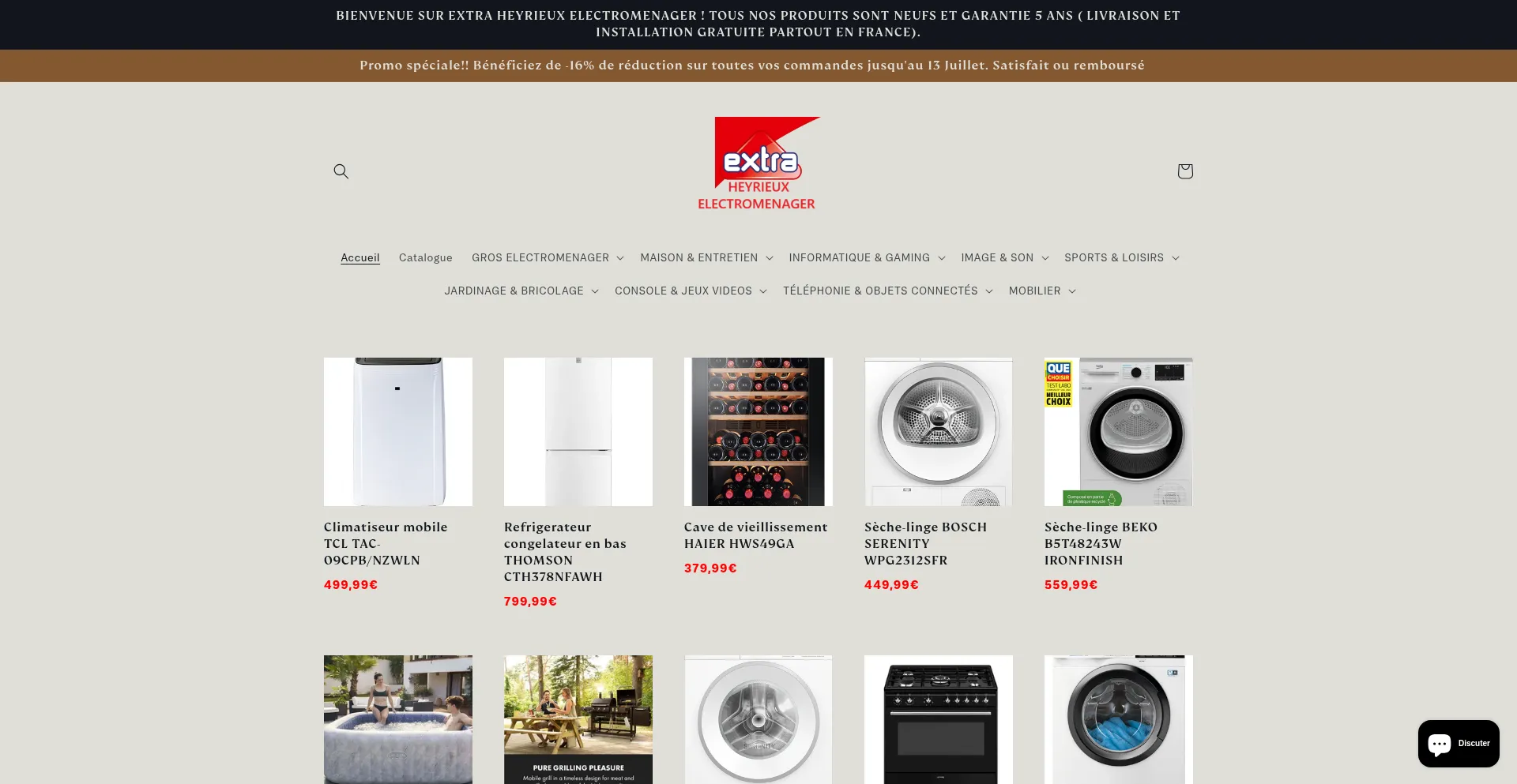 Website screenshot of Extraheyrieuxelectromenager.com