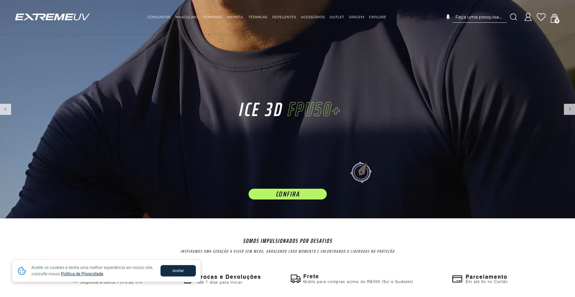 Website screenshot of Extremeuv.com.br
