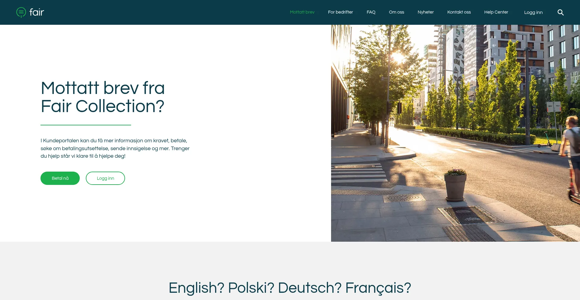 Website screenshot of Fair.no