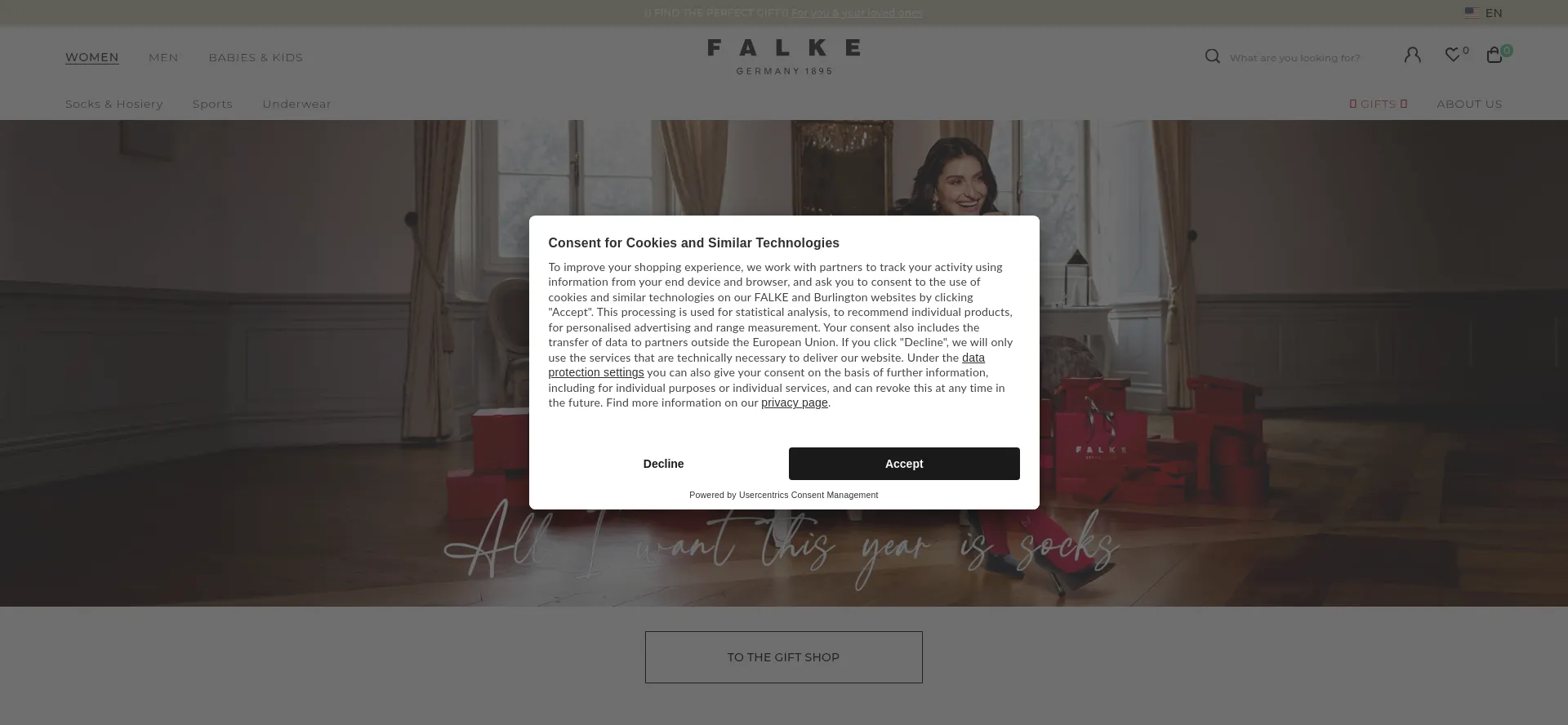 Website screenshot of Falke-online.shop