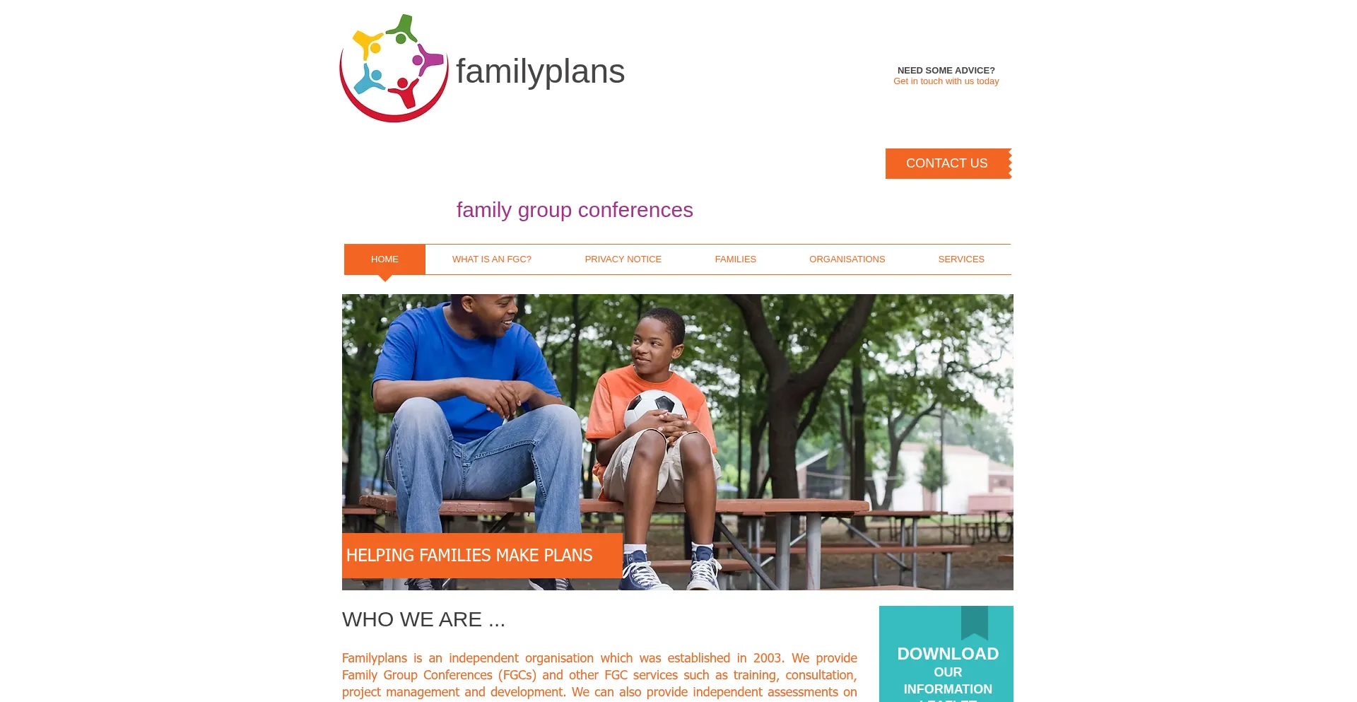 Website screenshot of Family-plans.com