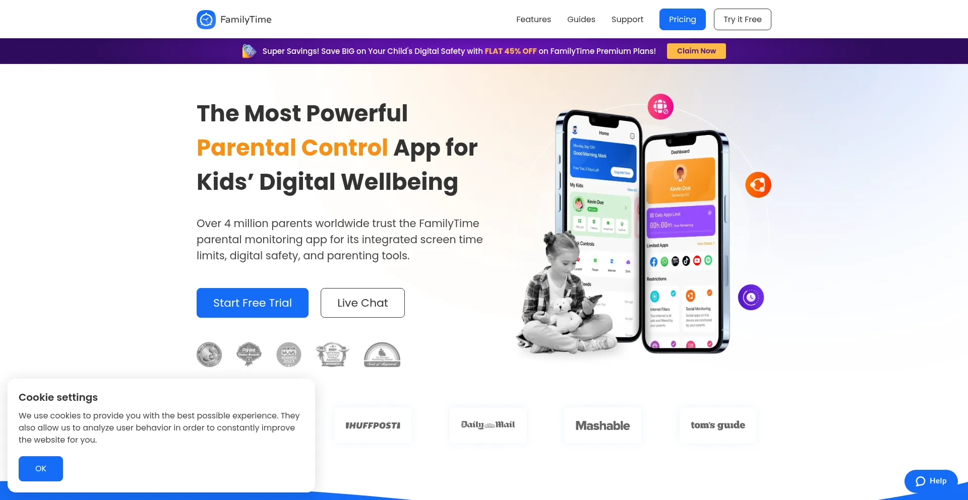 Website screenshot of Familytime.io