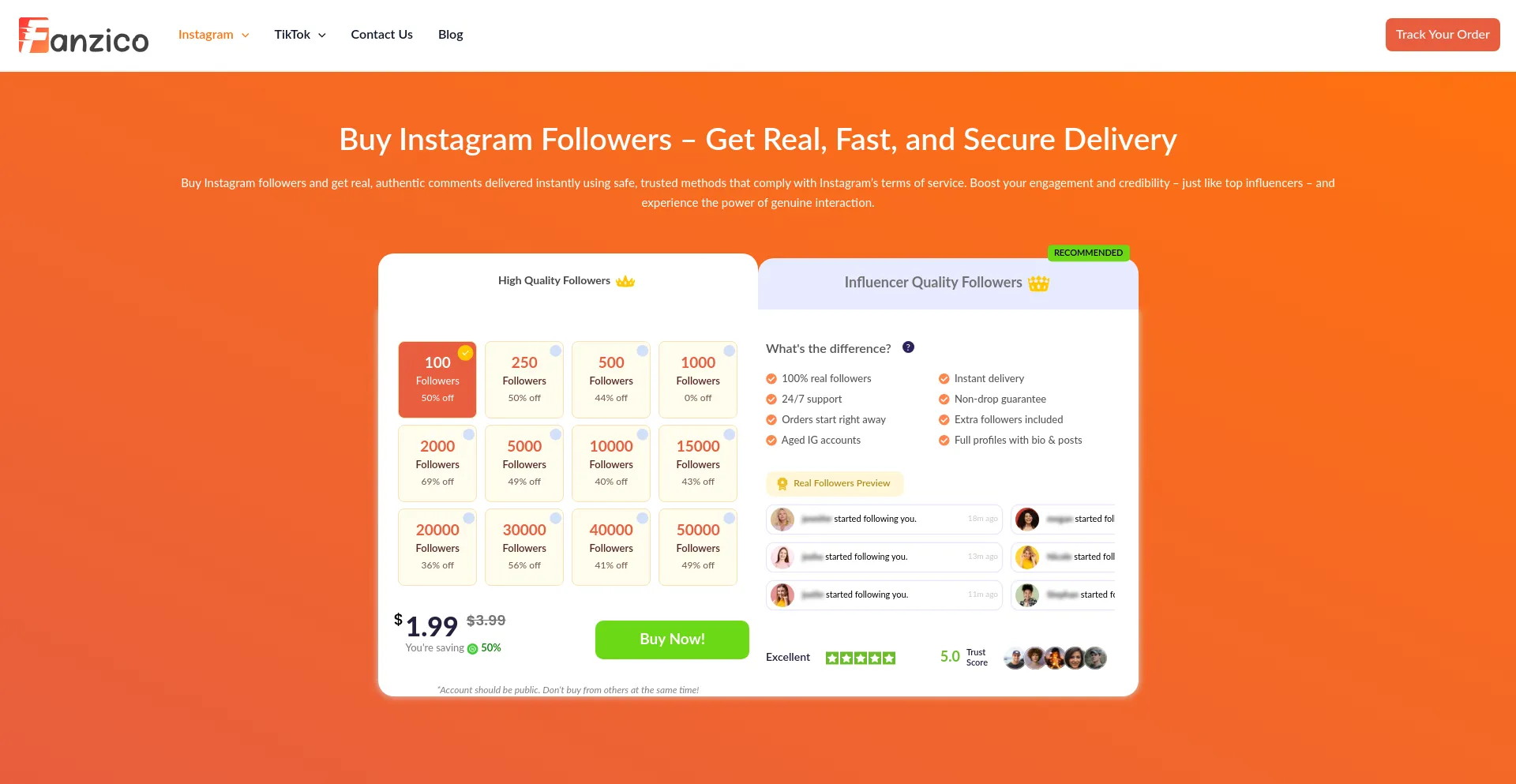 Website screenshot of Fanzico.com