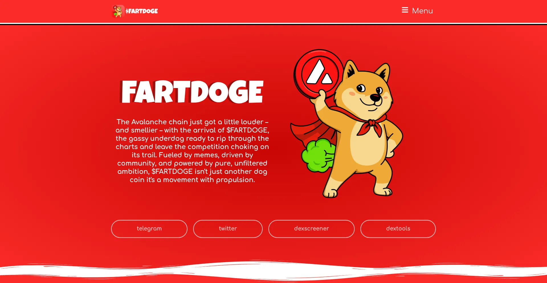 Website screenshot of Fartdogeavax.xyz