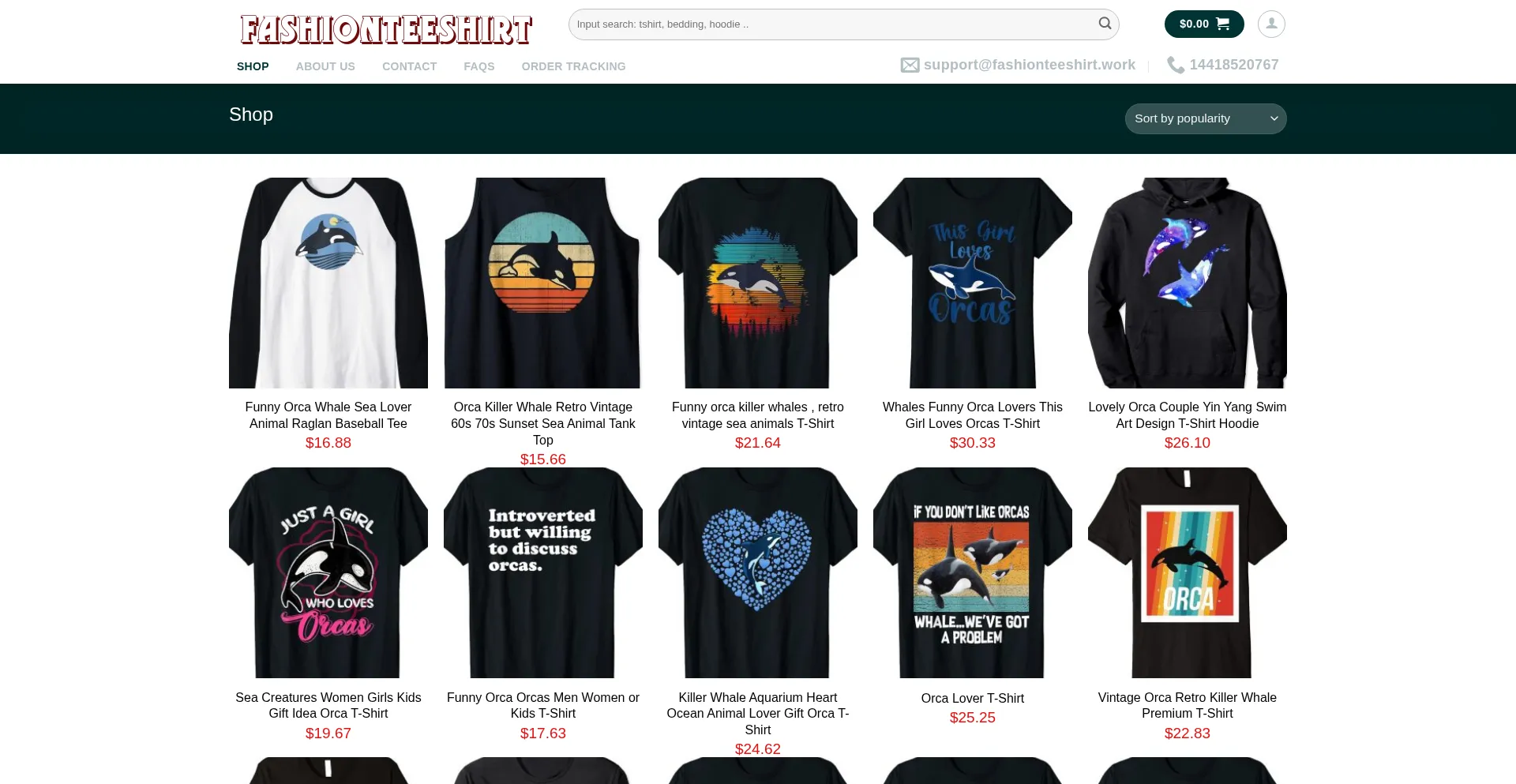 Website screenshot of Fashionteeshirt.work