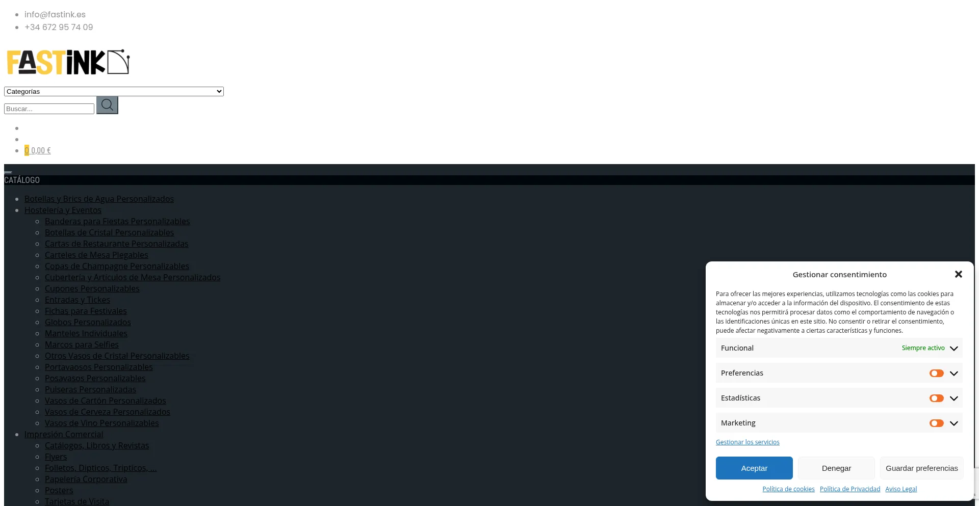 Website screenshot of Fastink.es